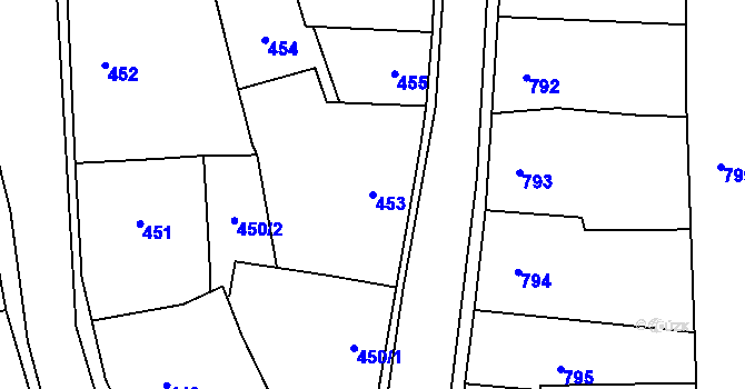 Parcela st. 453 v KÚ Doksy u Máchova jezera, Katastrální mapa
