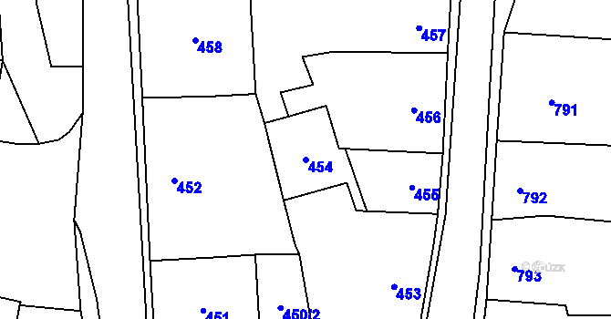 Parcela st. 454 v KÚ Doksy u Máchova jezera, Katastrální mapa