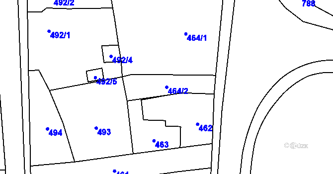 Parcela st. 464/2 v KÚ Doksy u Máchova jezera, Katastrální mapa