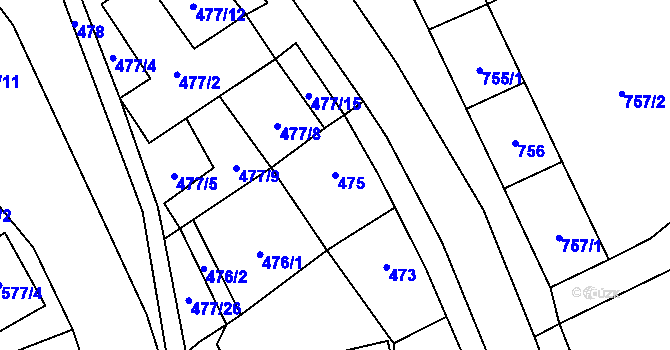 Parcela st. 475 v KÚ Doksy u Máchova jezera, Katastrální mapa