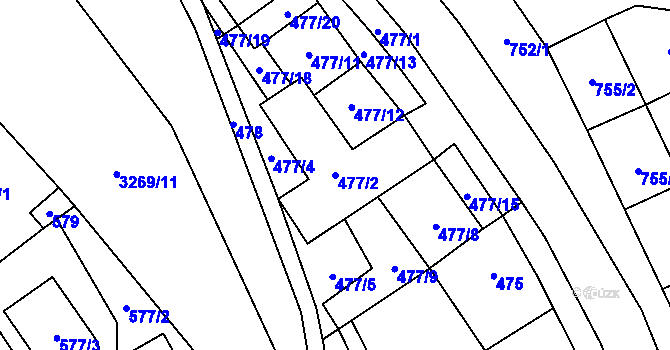 Parcela st. 477/2 v KÚ Doksy u Máchova jezera, Katastrální mapa