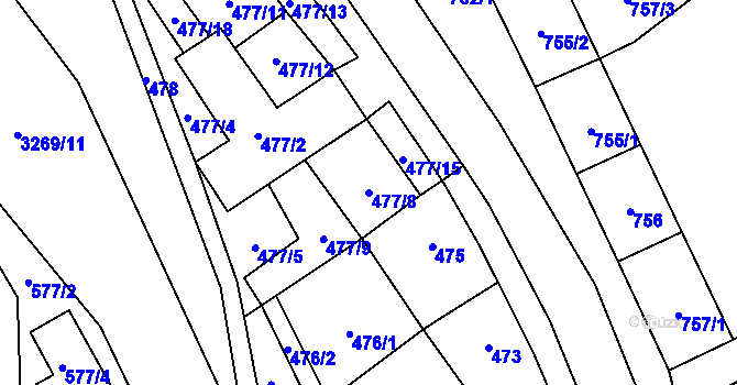 Parcela st. 477/8 v KÚ Doksy u Máchova jezera, Katastrální mapa