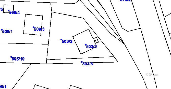 Parcela st. 503/3 v KÚ Doksy u Máchova jezera, Katastrální mapa