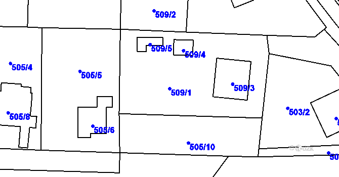 Parcela st. 509/1 v KÚ Doksy u Máchova jezera, Katastrální mapa