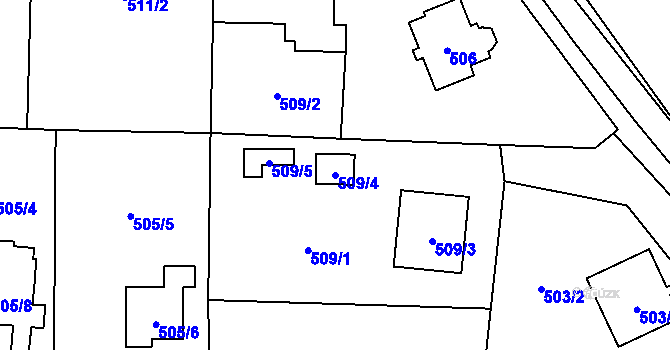 Parcela st. 509/4 v KÚ Doksy u Máchova jezera, Katastrální mapa