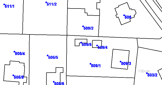 Parcela st. 509/5 v KÚ Doksy u Máchova jezera, Katastrální mapa
