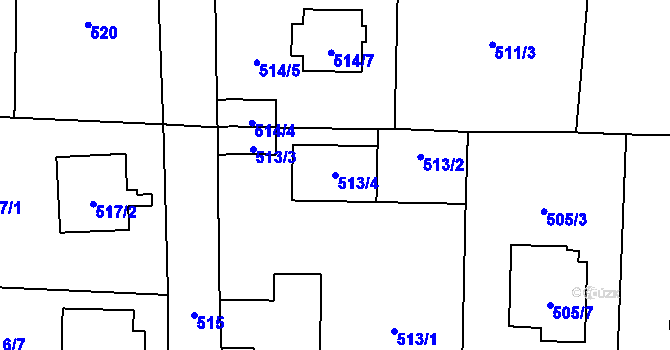 Parcela st. 513/4 v KÚ Doksy u Máchova jezera, Katastrální mapa