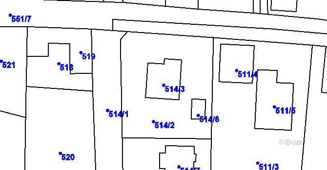 Parcela st. 514/3 v KÚ Doksy u Máchova jezera, Katastrální mapa