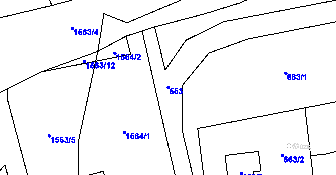 Parcela st. 553 v KÚ Doksy u Máchova jezera, Katastrální mapa