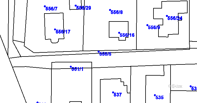 Parcela st. 556/5 v KÚ Doksy u Máchova jezera, Katastrální mapa