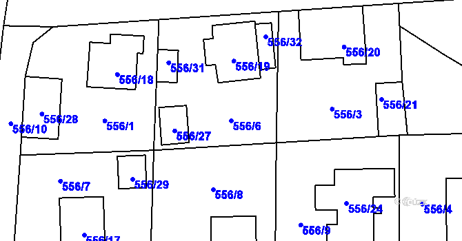 Parcela st. 556/6 v KÚ Doksy u Máchova jezera, Katastrální mapa