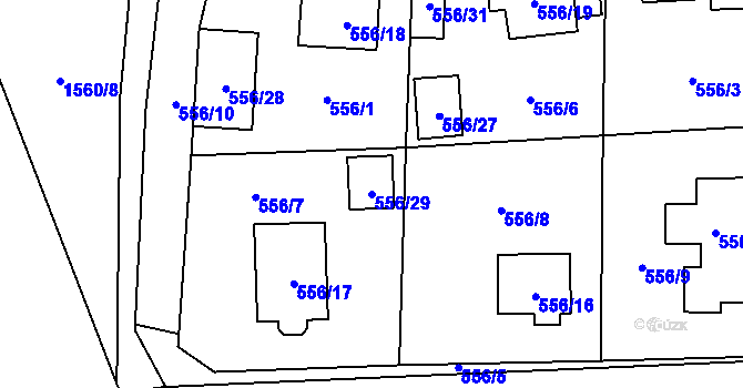 Parcela st. 556/29 v KÚ Doksy u Máchova jezera, Katastrální mapa