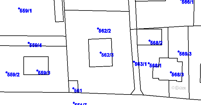 Parcela st. 562/3 v KÚ Doksy u Máchova jezera, Katastrální mapa