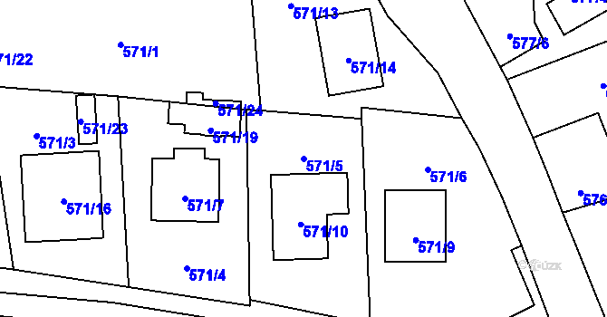 Parcela st. 571/5 v KÚ Doksy u Máchova jezera, Katastrální mapa