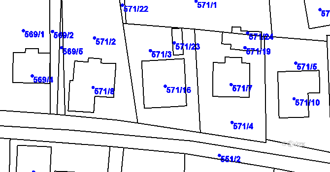Parcela st. 571/16 v KÚ Doksy u Máchova jezera, Katastrální mapa