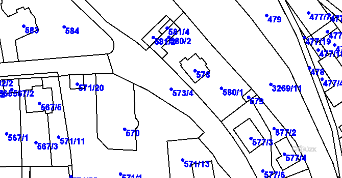 Parcela st. 573/4 v KÚ Doksy u Máchova jezera, Katastrální mapa