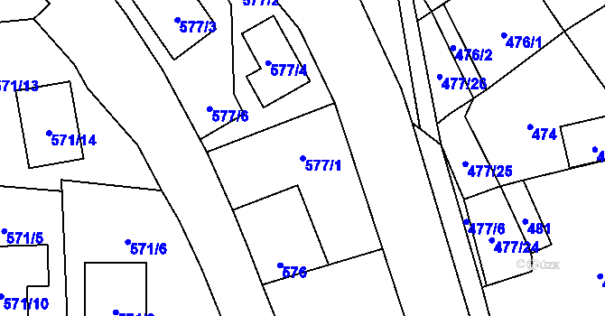 Parcela st. 577/1 v KÚ Doksy u Máchova jezera, Katastrální mapa