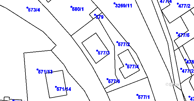 Parcela st. 577/3 v KÚ Doksy u Máchova jezera, Katastrální mapa