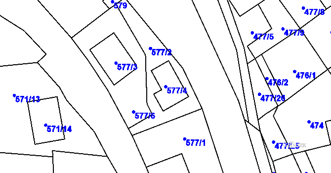 Parcela st. 577/4 v KÚ Doksy u Máchova jezera, Katastrální mapa