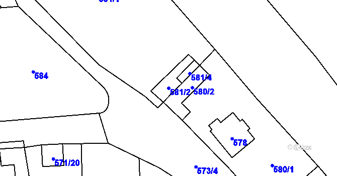 Parcela st. 581/2 v KÚ Doksy u Máchova jezera, Katastrální mapa