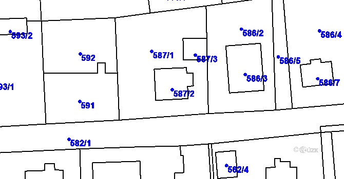 Parcela st. 587/2 v KÚ Doksy u Máchova jezera, Katastrální mapa