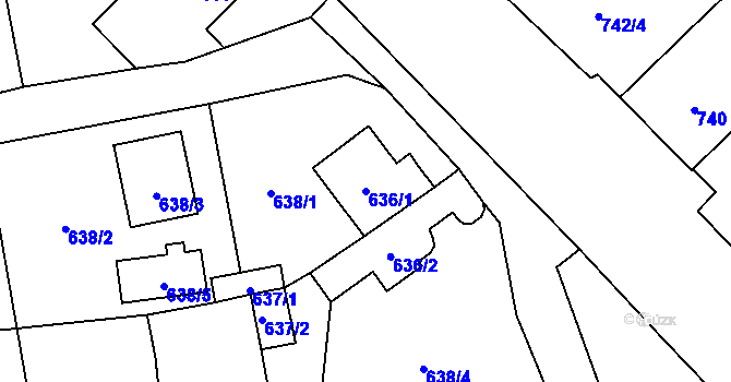 Parcela st. 636/1 v KÚ Doksy u Máchova jezera, Katastrální mapa