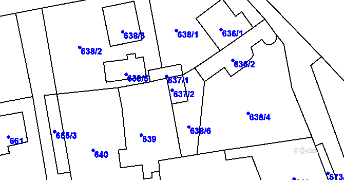 Parcela st. 637/2 v KÚ Doksy u Máchova jezera, Katastrální mapa