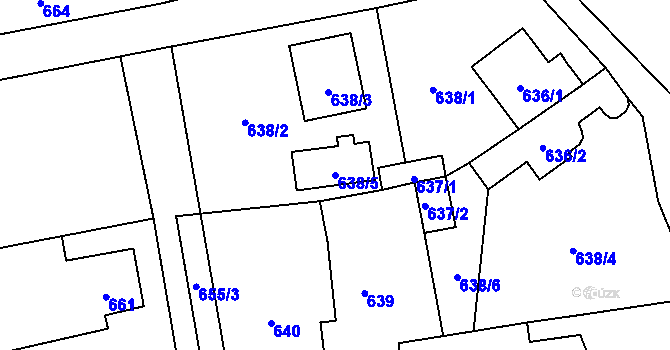 Parcela st. 638/5 v KÚ Doksy u Máchova jezera, Katastrální mapa