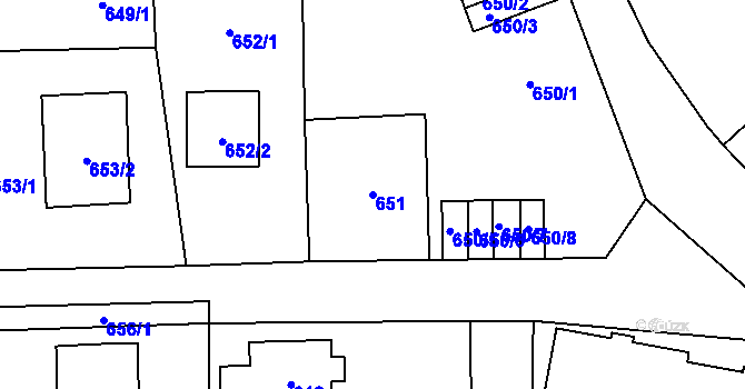 Parcela st. 651 v KÚ Doksy u Máchova jezera, Katastrální mapa
