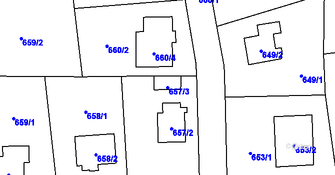 Parcela st. 657/3 v KÚ Doksy u Máchova jezera, Katastrální mapa