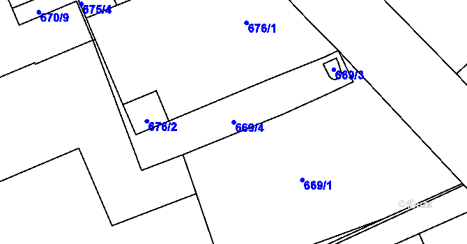 Parcela st. 669/4 v KÚ Doksy u Máchova jezera, Katastrální mapa