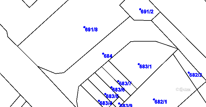 Parcela st. 684 v KÚ Doksy u Máchova jezera, Katastrální mapa