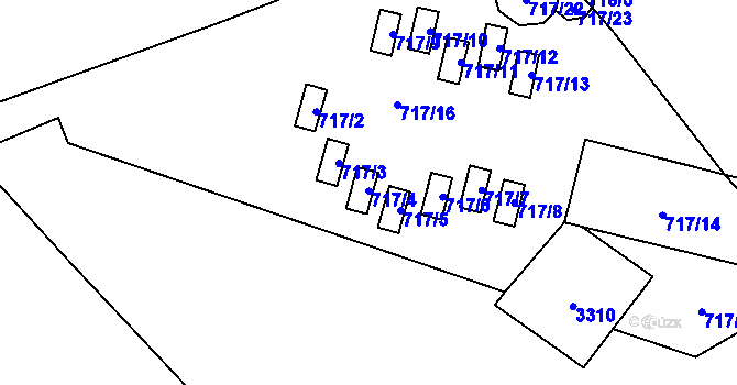 Parcela st. 717/4 v KÚ Doksy u Máchova jezera, Katastrální mapa