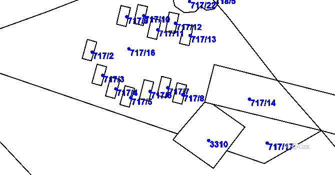 Parcela st. 717/7 v KÚ Doksy u Máchova jezera, Katastrální mapa