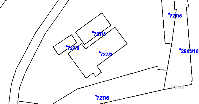 Parcela st. 727/2 v KÚ Doksy u Máchova jezera, Katastrální mapa