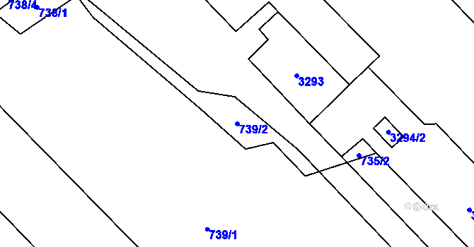 Parcela st. 739/2 v KÚ Doksy u Máchova jezera, Katastrální mapa