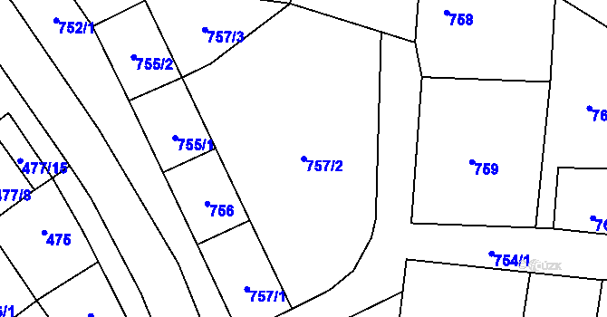 Parcela st. 757/2 v KÚ Doksy u Máchova jezera, Katastrální mapa