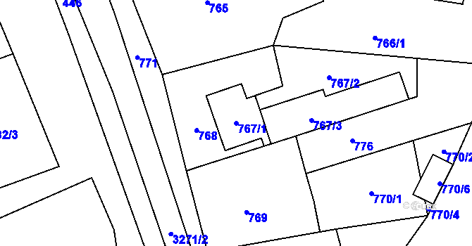 Parcela st. 767/1 v KÚ Doksy u Máchova jezera, Katastrální mapa