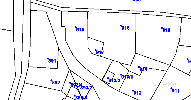 Parcela st. 917 v KÚ Doksy u Máchova jezera, Katastrální mapa