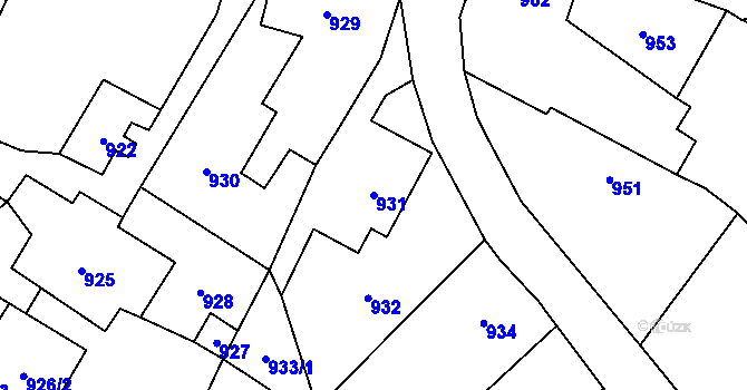 Parcela st. 931 v KÚ Doksy u Máchova jezera, Katastrální mapa