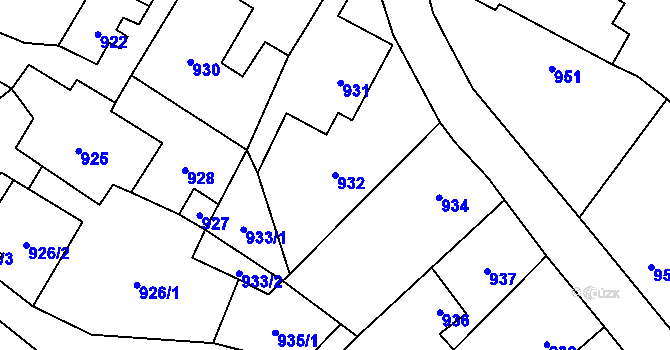 Parcela st. 932 v KÚ Doksy u Máchova jezera, Katastrální mapa