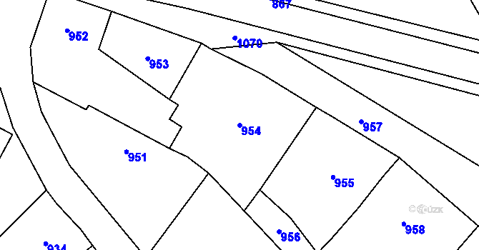 Parcela st. 954 v KÚ Doksy u Máchova jezera, Katastrální mapa