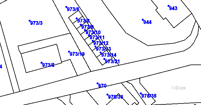Parcela st. 973/14 v KÚ Doksy u Máchova jezera, Katastrální mapa