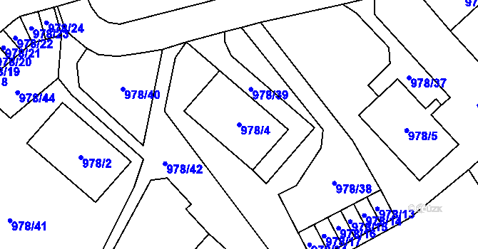 Parcela st. 978/4 v KÚ Doksy u Máchova jezera, Katastrální mapa