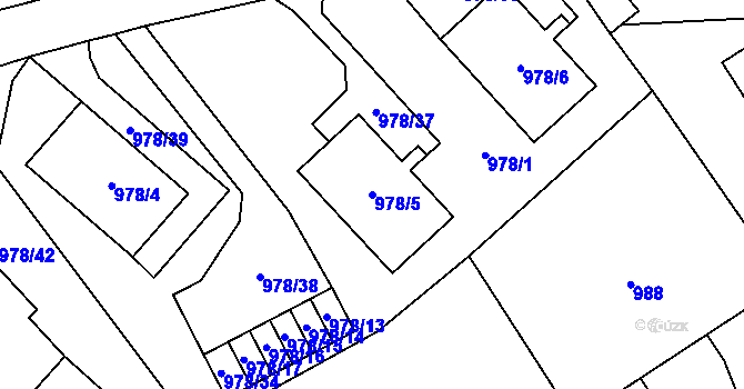 Parcela st. 978/5 v KÚ Doksy u Máchova jezera, Katastrální mapa