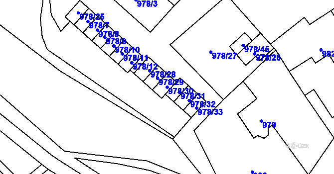 Parcela st. 978/30 v KÚ Doksy u Máchova jezera, Katastrální mapa