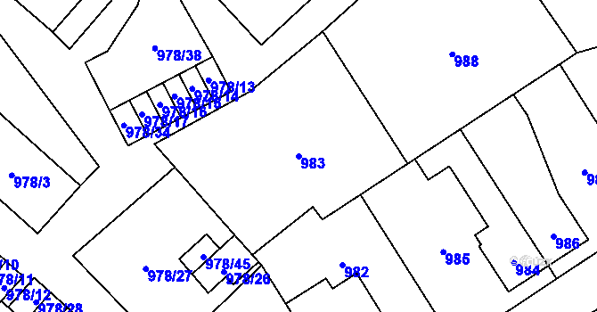 Parcela st. 983 v KÚ Doksy u Máchova jezera, Katastrální mapa