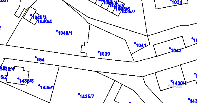 Parcela st. 1039 v KÚ Doksy u Máchova jezera, Katastrální mapa