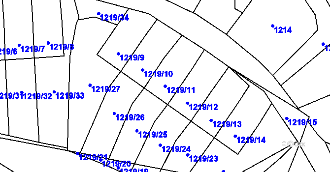 Parcela st. 1219/11 v KÚ Doksy u Máchova jezera, Katastrální mapa