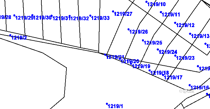 Parcela st. 1219/21 v KÚ Doksy u Máchova jezera, Katastrální mapa